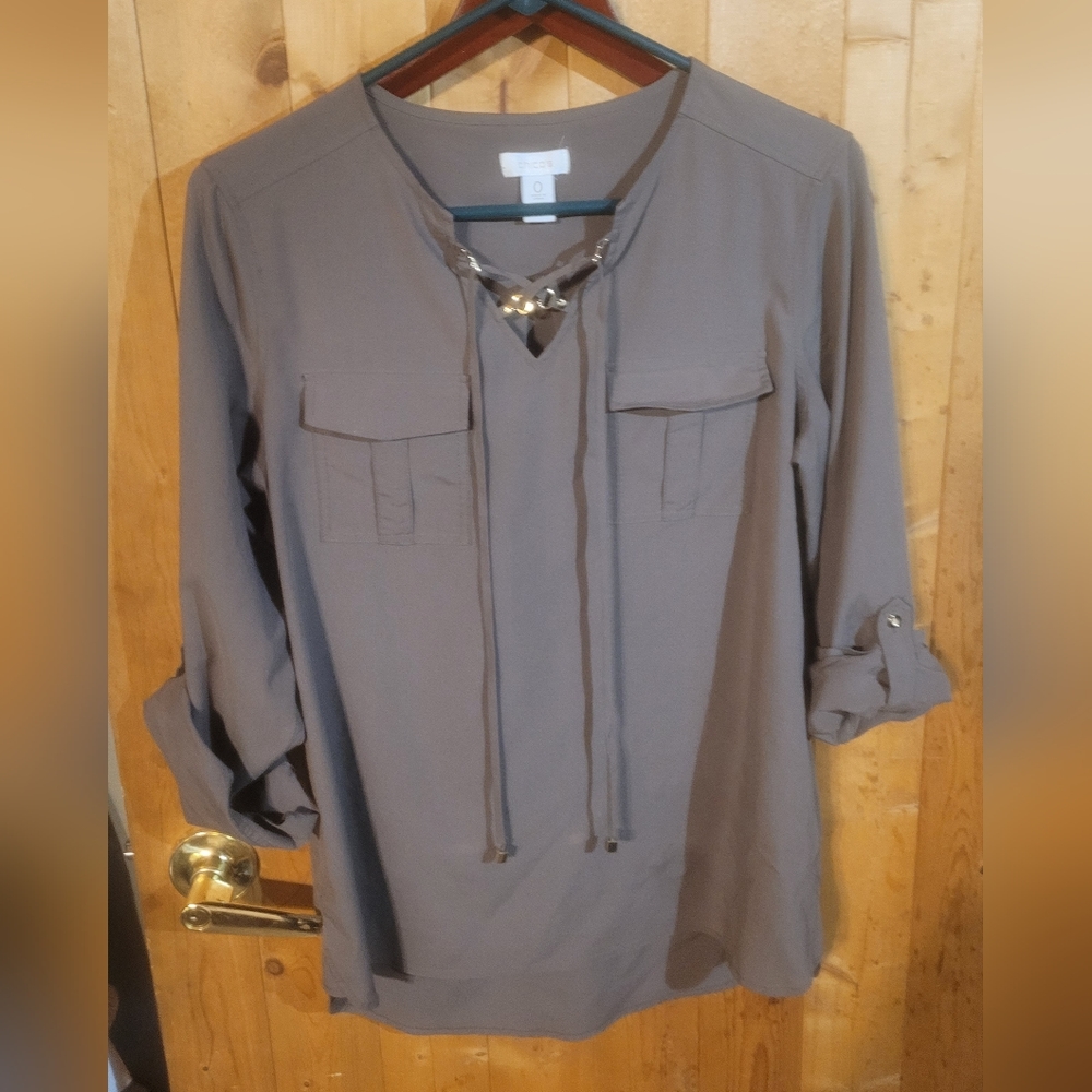 Chicos size 0 brown tunic with lace up detail